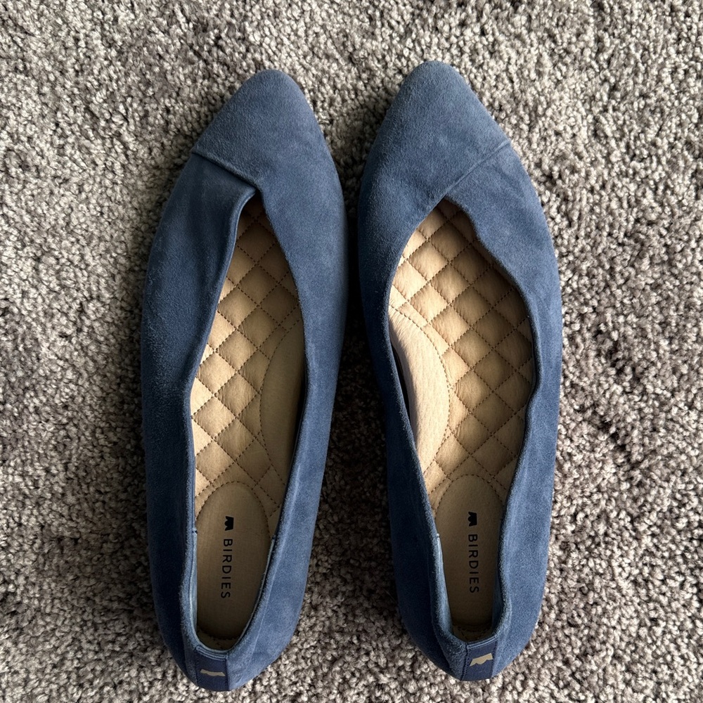 Birdies Navy Suede Women's Flats